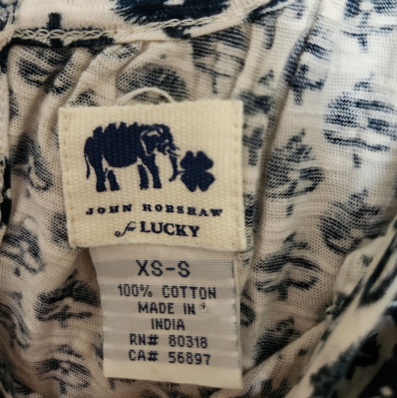 Lucky Brand John Robshaw Printed Boho Blouse Top Size XS Cotton - Picture 4 of 4